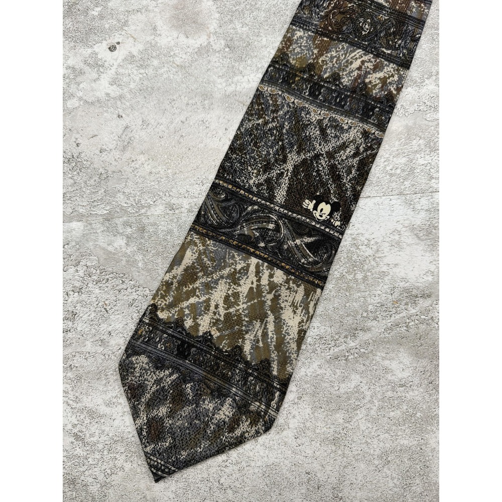Mickey & Co 100% Silk Tie Mens One Size Brown Paisley Pointed Necktie Mickey